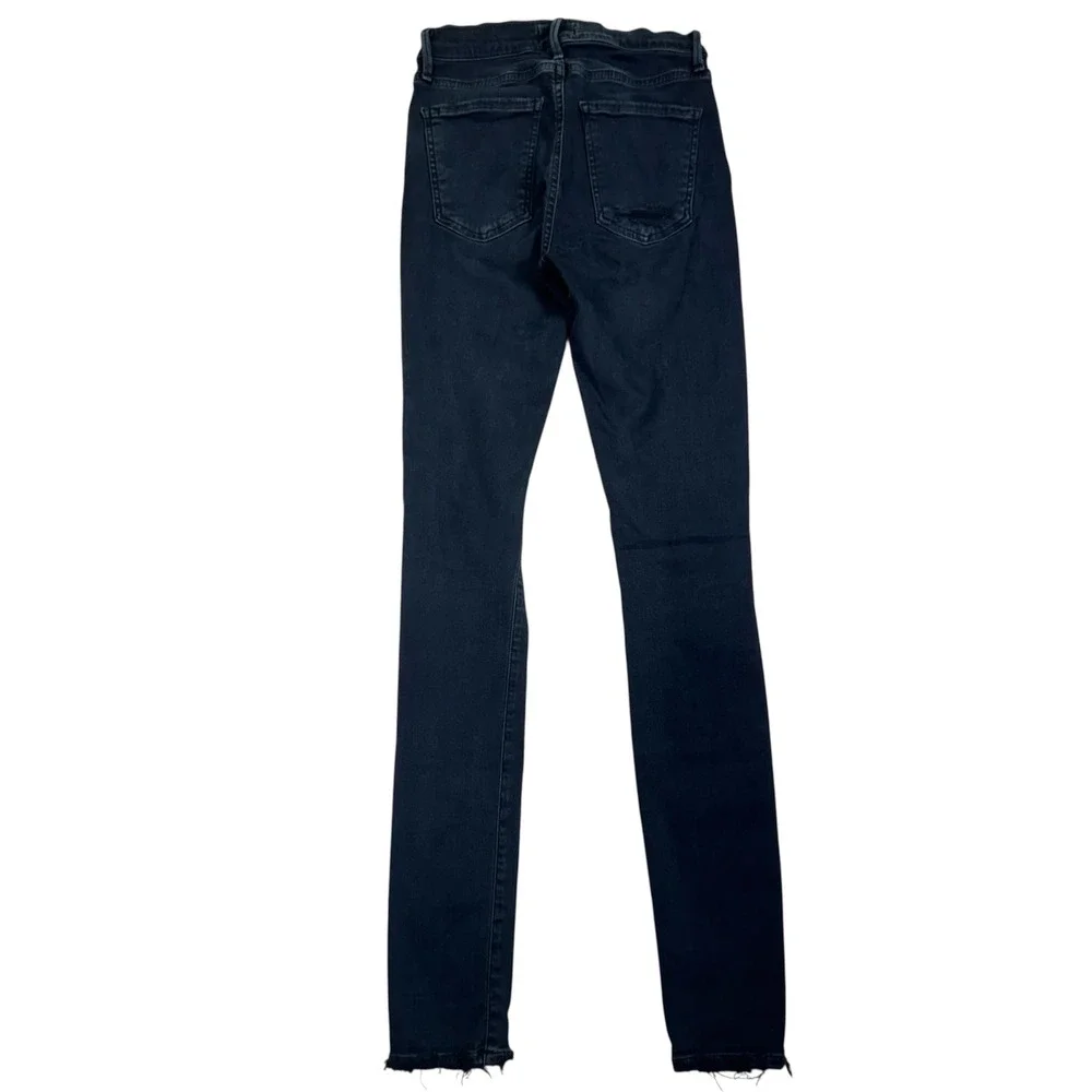 AGOLDE Premium Wash Dark Blue‎ Denim Jeans Distressed Raw Hem Skinny Size 25